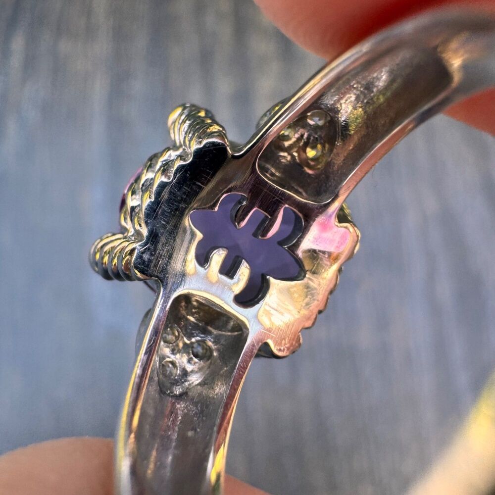 JUDITH RIPKA Sterling Silver Amethyst Ring w Hearts & CZ Size 8 - 925 Vintage - Picture 12 of 14
